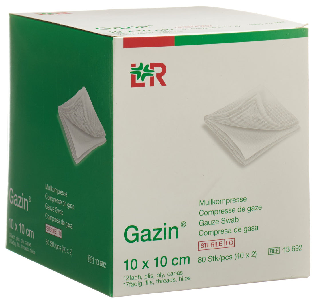 GAZIN Compresses de Gaze Stériles 10x10cm 12 Plis | Lot de 40 Sachets