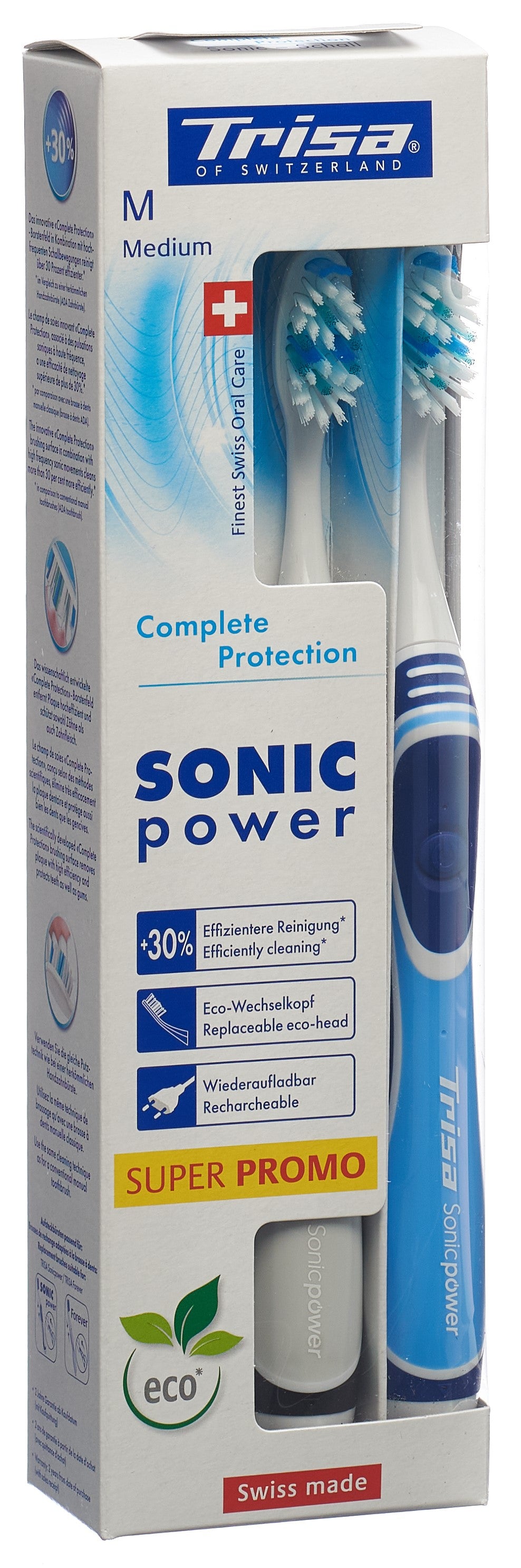 TRISA SonicPower Brosse à Dents Électrique Complete Protection Duo | 2 Têtes