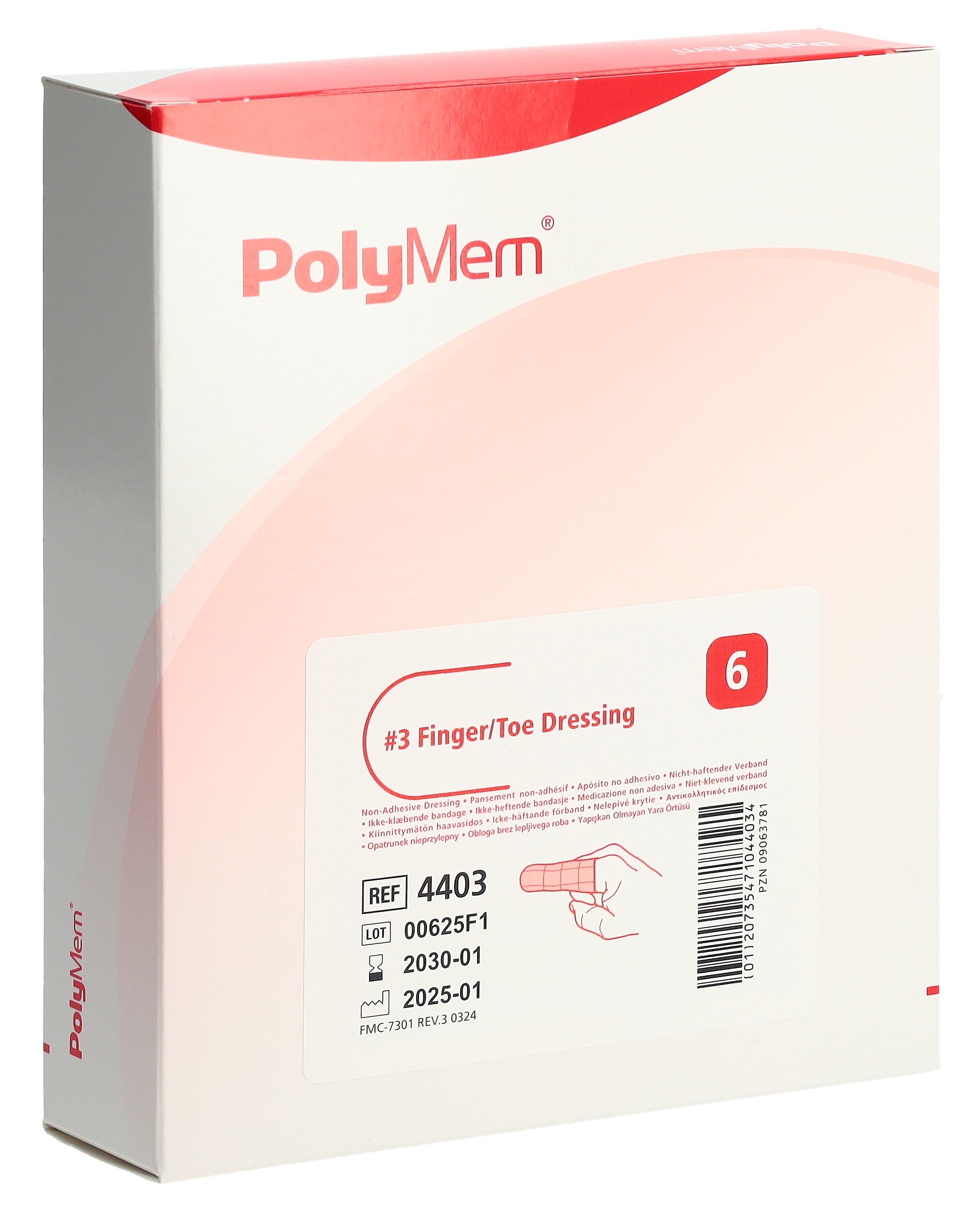 POLYMEM Pansement Doigt/Orteils L Boîte 6 Pièces | Soin Cicatrisation Rapide