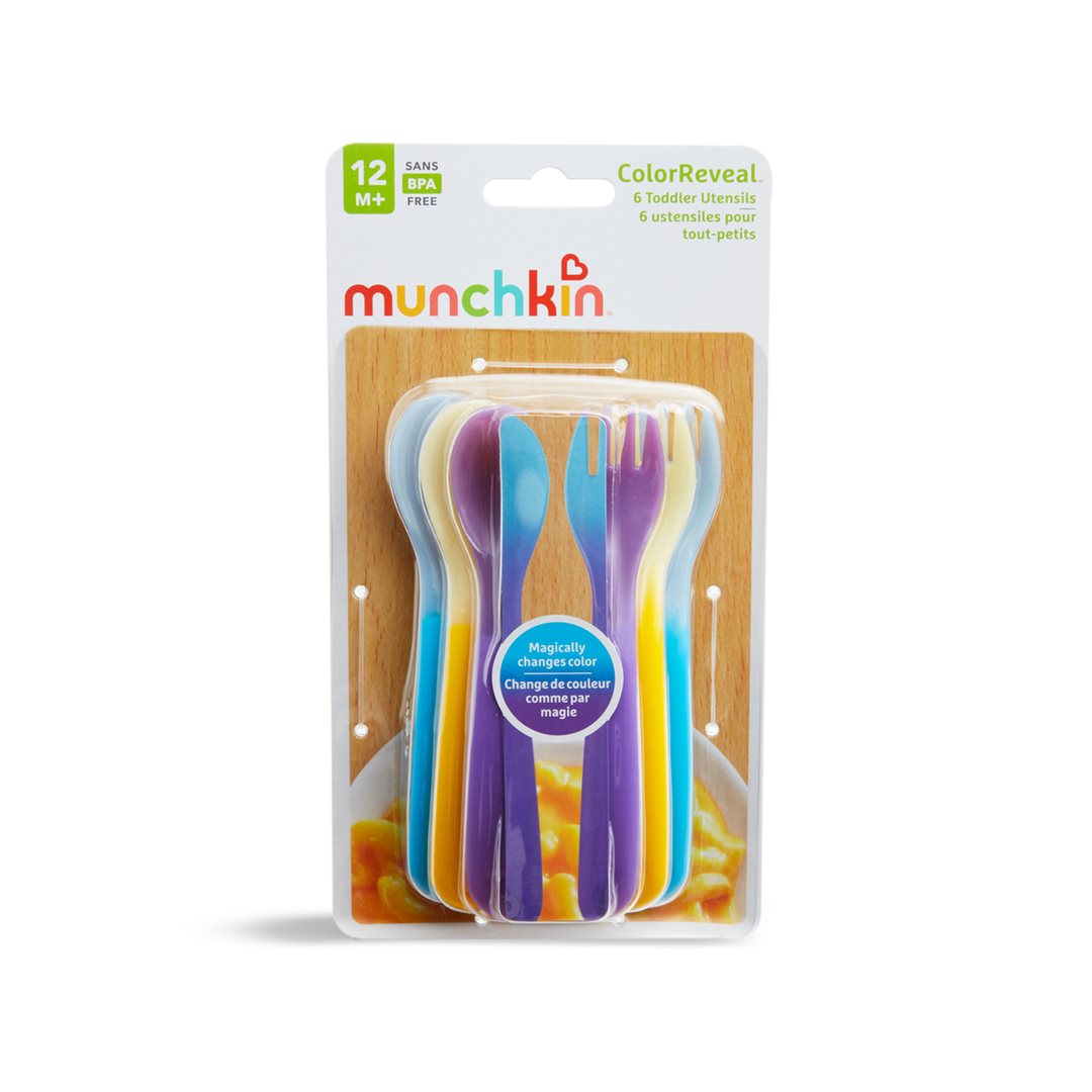Munchkin ColourRev Cuillère Fourchette Bébé 12 Mois+ Lot 6 Pièces