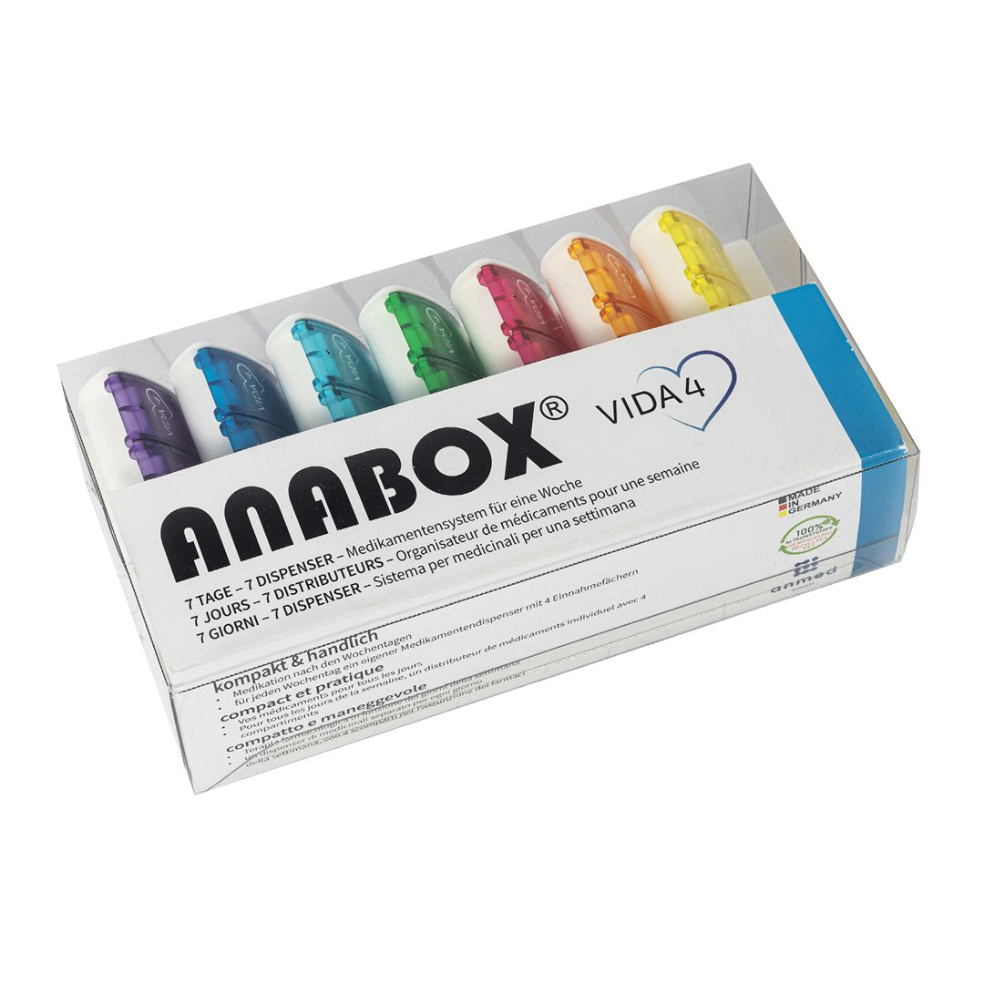 ANABOX Pilulier 7 Jours Vida Organiseur Médicaments Quotidien | 4 Cases/Jour