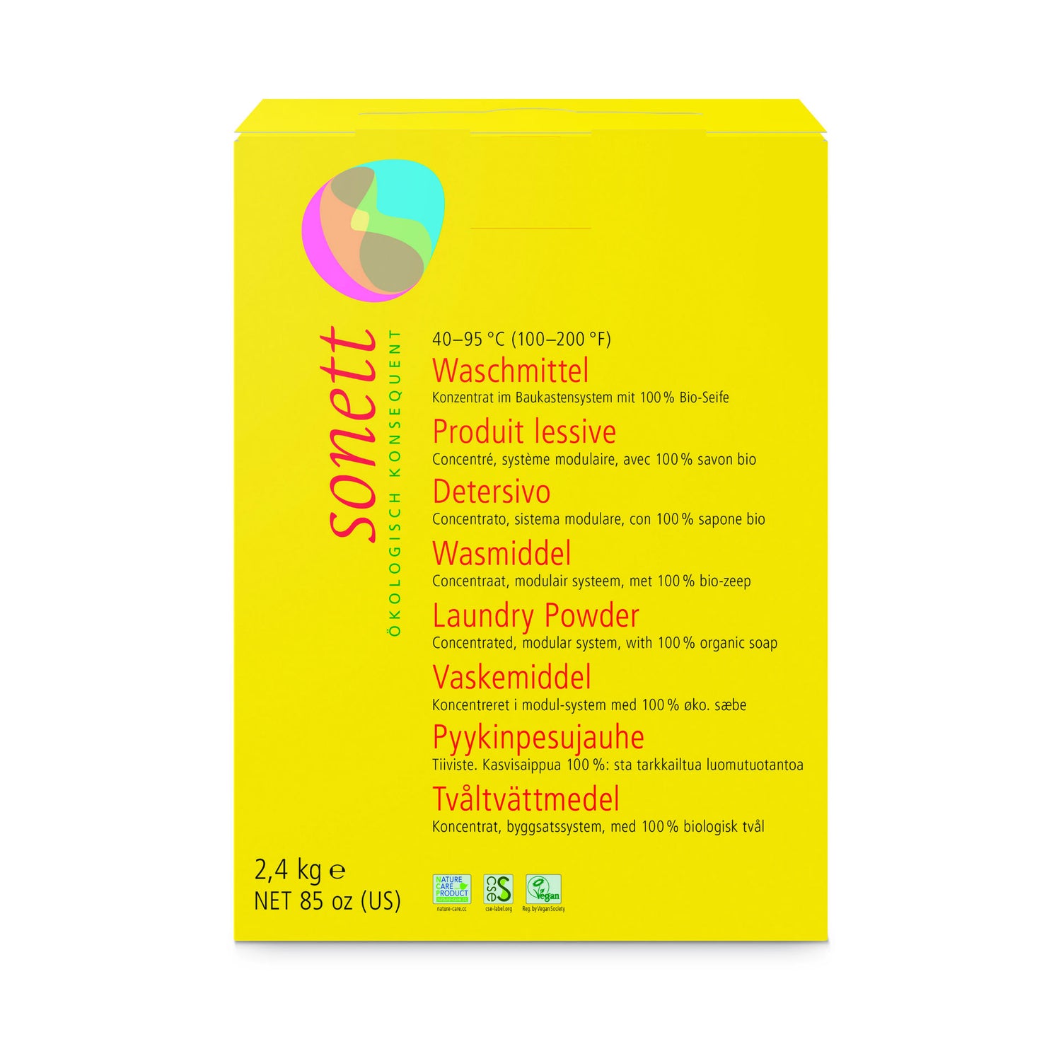 SONETT Lessive Poudre 2.4 kg Efficace 40°C 95°C | Nettoyage Profond