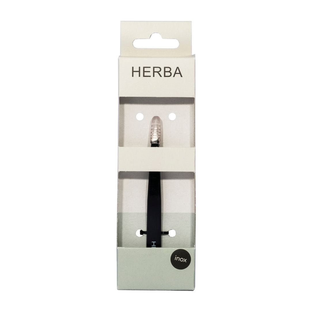 HERBA Pince à Épiler Biseautée Inox Noir Précision | Soin Visage