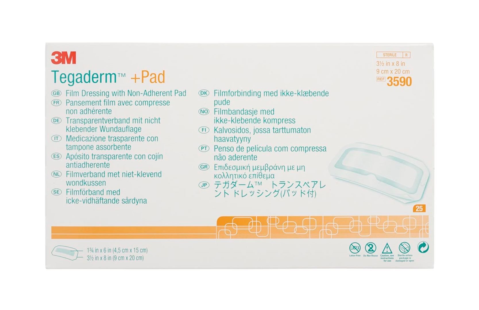 3M TEGADERM+PAD 9x20cm compre 4.5x15cm (n) 25 pce