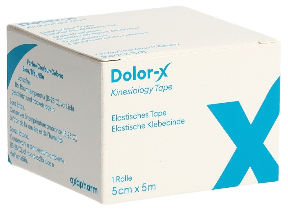 DOLOR-X Kinesiology Tape 5 cm x 5 m bleu - Soulagement Douleur Musculaire | Bande Kinesio