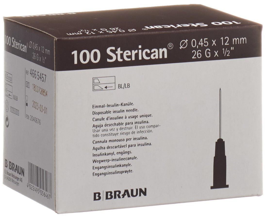 STERICAN Aiguille 26G 0.45x12mm Brun Luer 100 Pcs | Injection Sûre