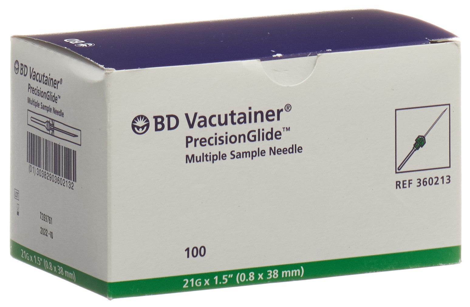 VACUTAINER canule 21G 0.8x38mm vert 100 pce