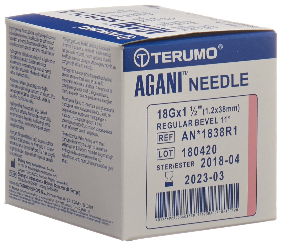TERUMO Aiguille USA Unique 18G 1.2 x 38mm Rose 100 pcs
