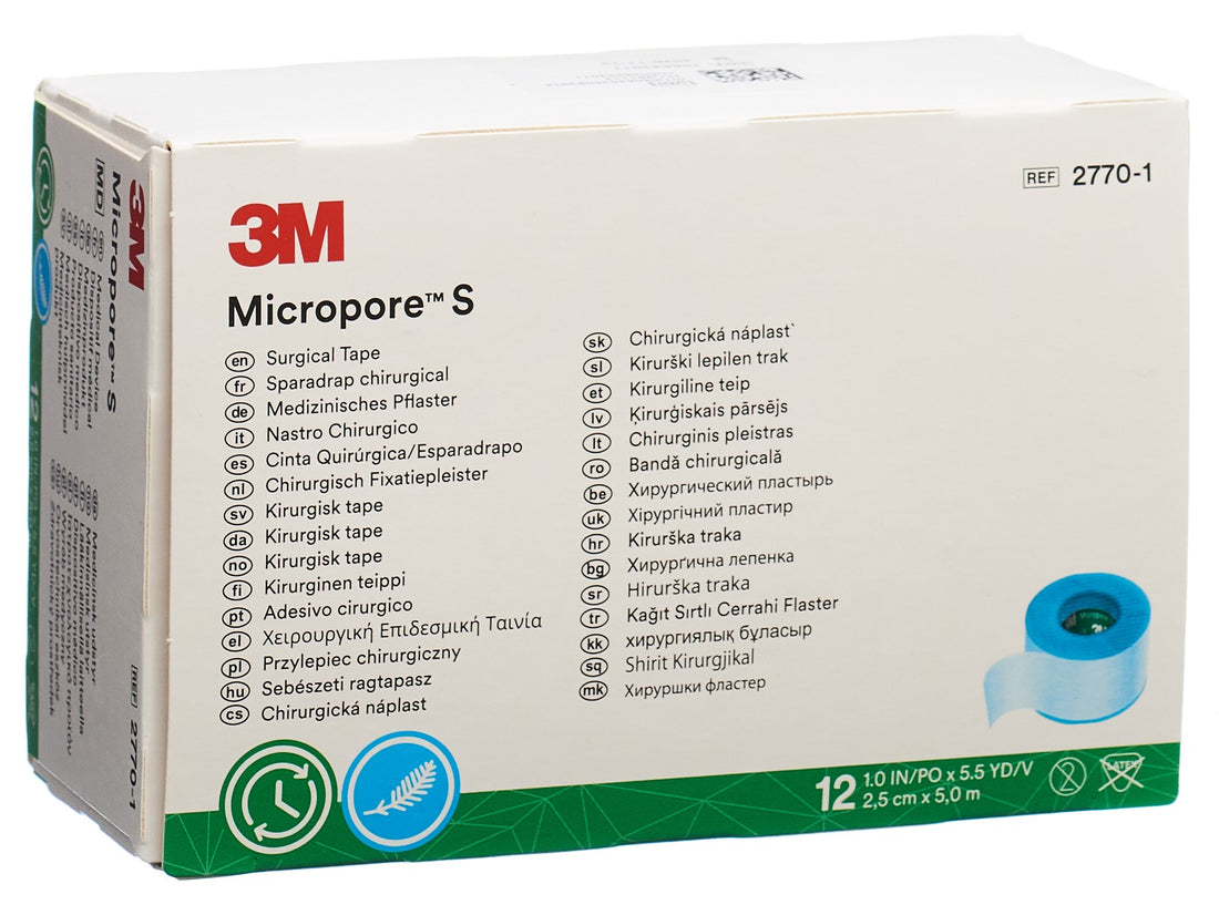 3M MICROPORE S sparadrap silico 2.5cmx5m n 12 pce