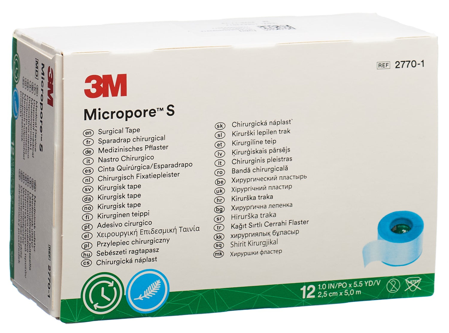 3M MICROPORE S sparadrap silico 2.5cmx5m n 12 pce