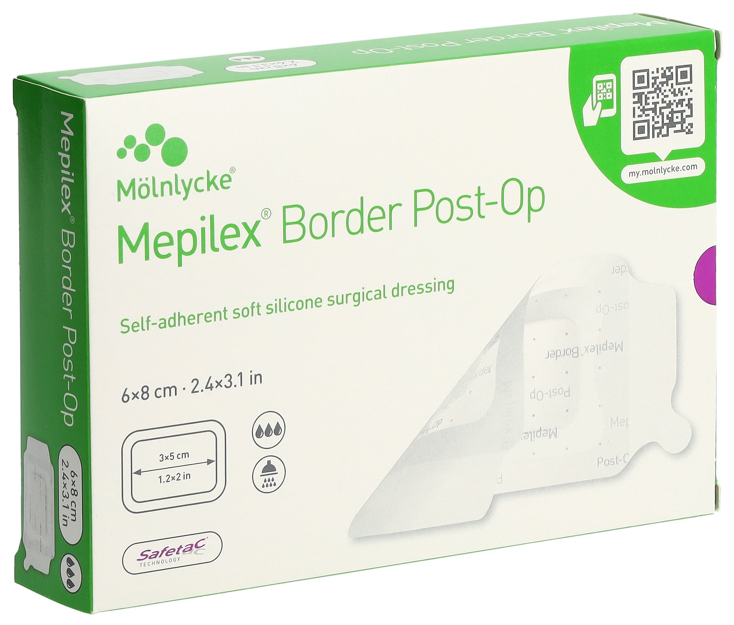 Mölnlycke MEPILEX Border Post-Op Pansement Adhésif Cicatrisation | 6x8cm 10 Pièces