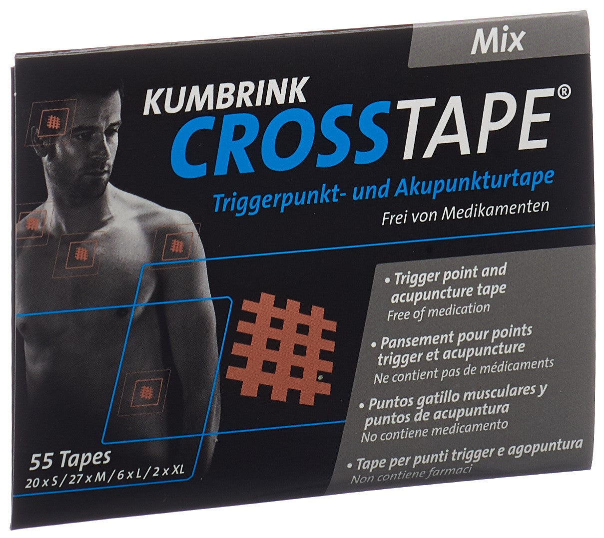 CROSSTAPE Kinesio Mix Pansement Anti-Douleur 55 Pièces