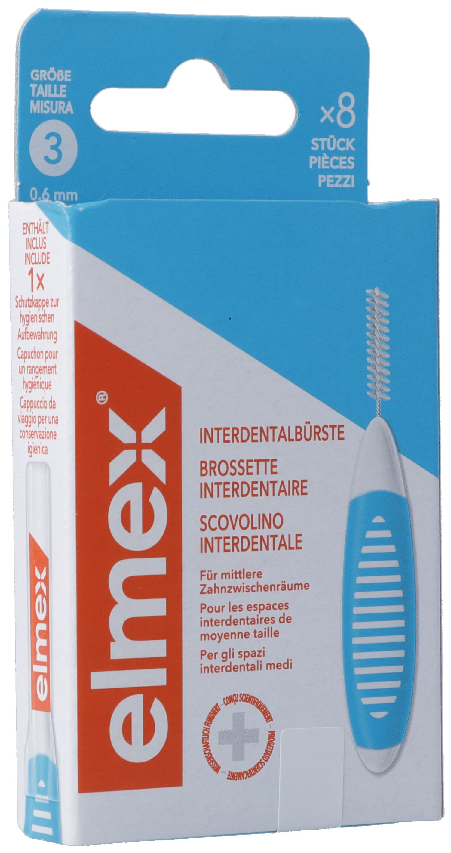 ELMEX Brossettes Interdentaires 0.6mm Nettoyage Profond | Lot de 8