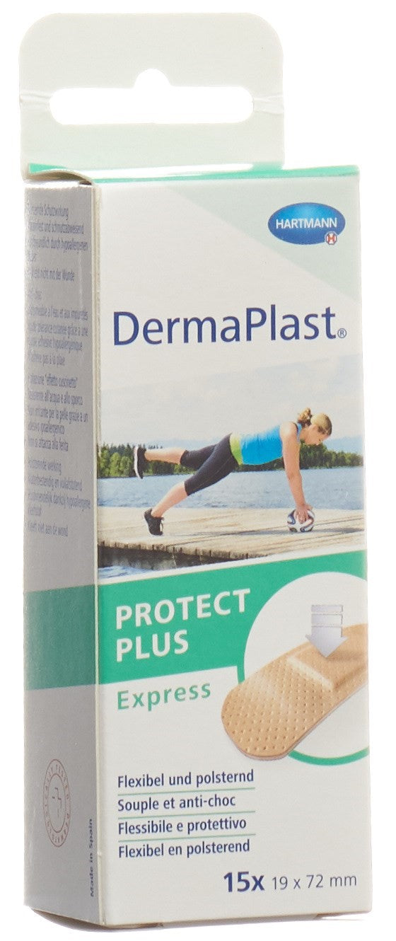 DERMAPLAST ProtectPlus Pansement Rapide Cicatrisation | 15 Pièces 19mm x 72mm