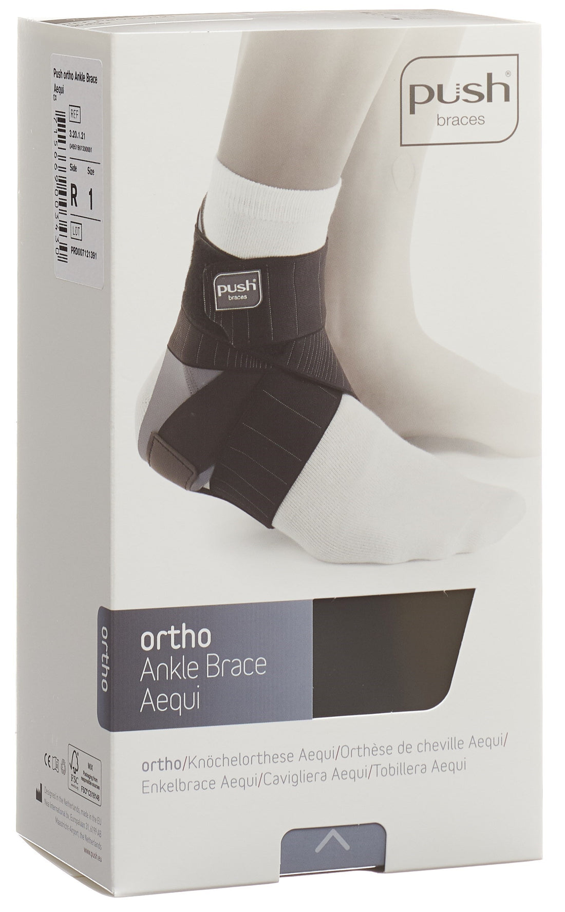PUSH Ortho Aequi Cheville Gauche 31-34cm Gris Soutien &amp; Stabilité