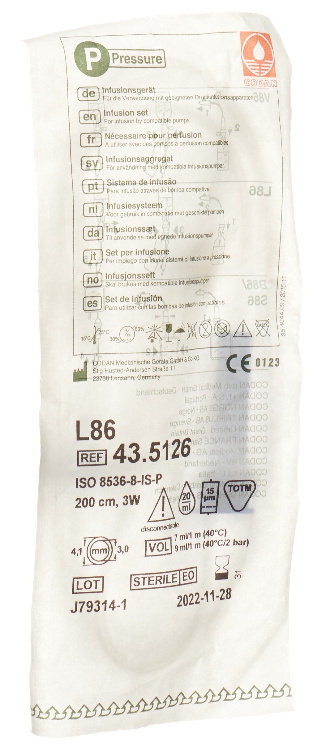 CODAN Tubulure Perfusion Luer Lock 3 voies | Dispositif Médical