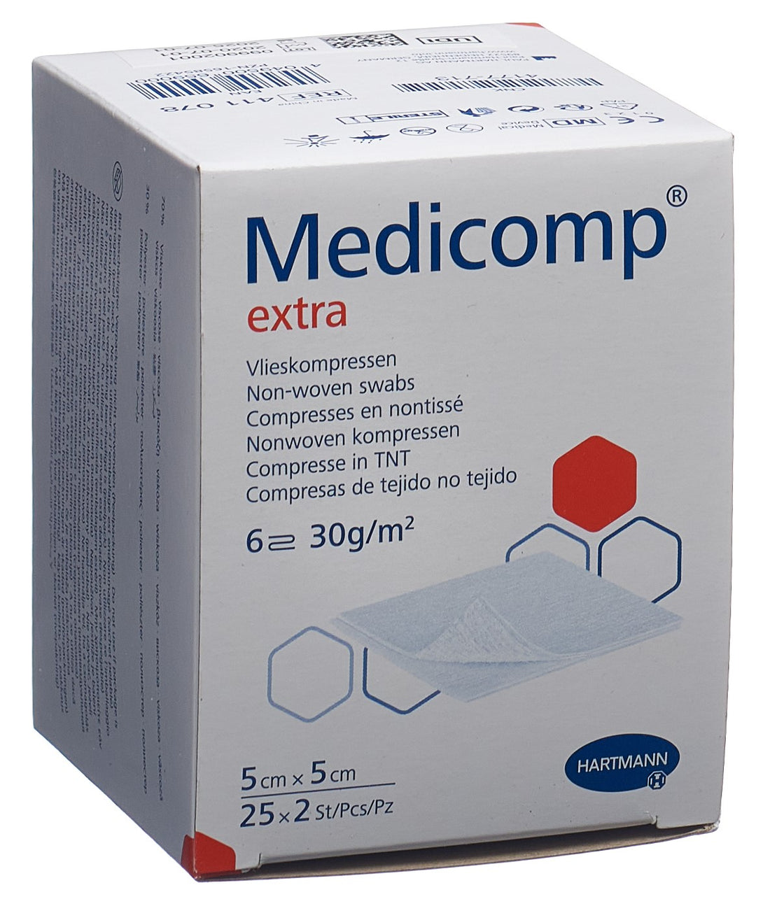 MEDICOMP Extra Compresses Coton 6 plis Soin Cicatrisant | 25 x 2 pièces