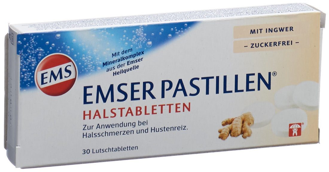 EMSER Pastilles Sans Sucre Gingembre Soulagement Gorge | 30 Pièces