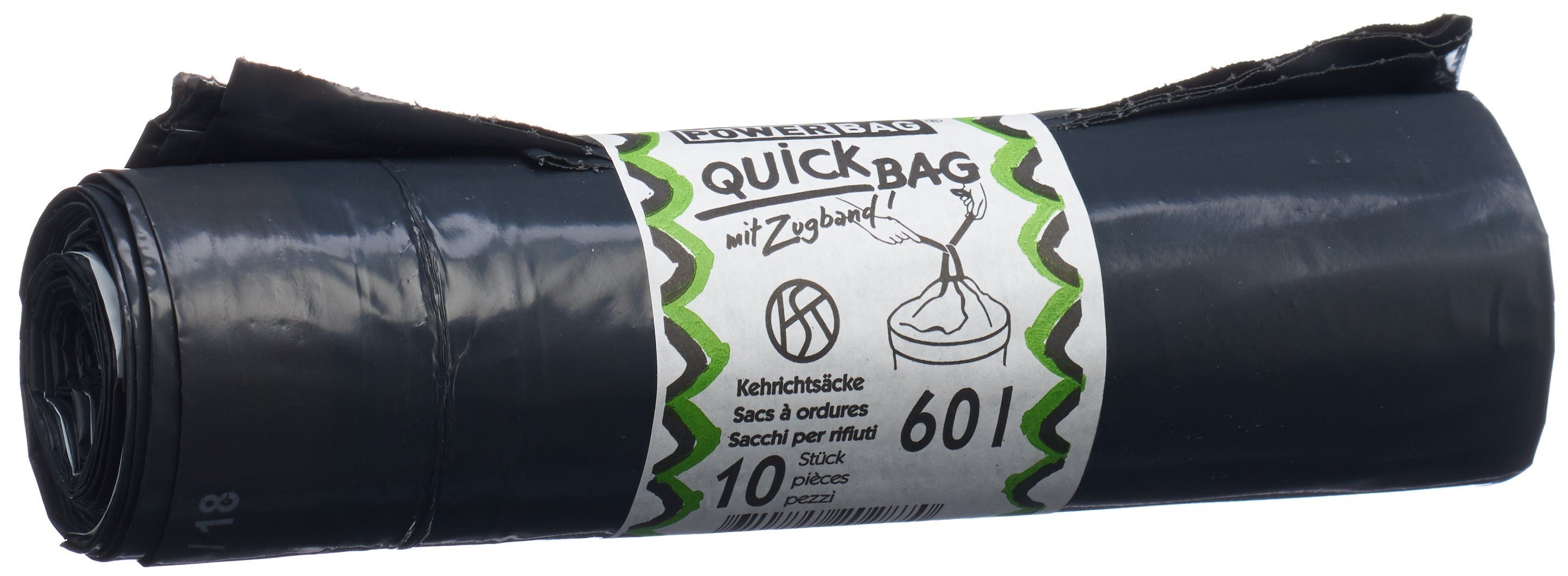 POWERBAG QuickBag Sacs Poubelle 60L OKS 10 Pièces | Résistants