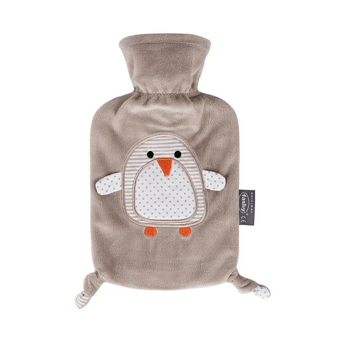 FASHY Bouillotte Enfant 0.8 L Pingouin Douce Housse | Confort Chaleureux