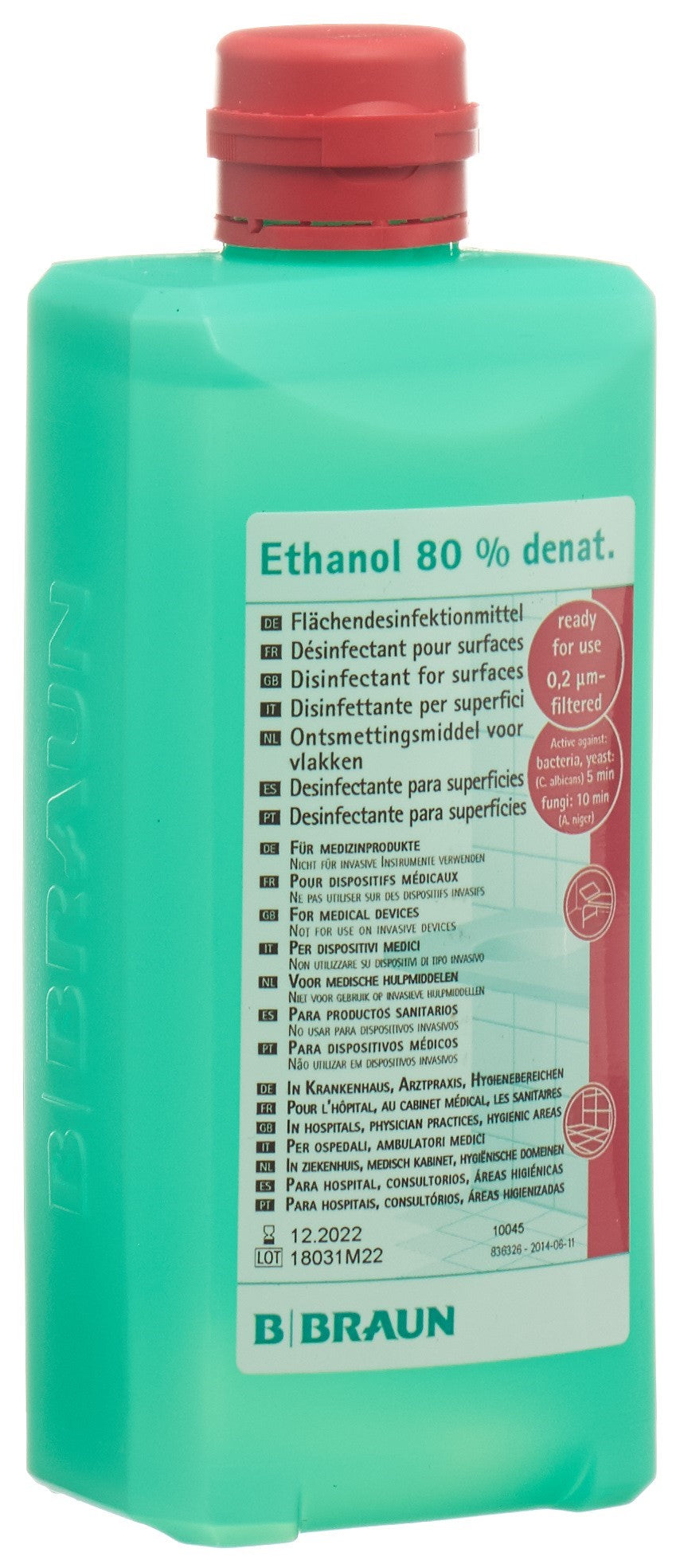 B. BRAUN Solution Désinfectante Ethanol 80% Surfaces 500 ml