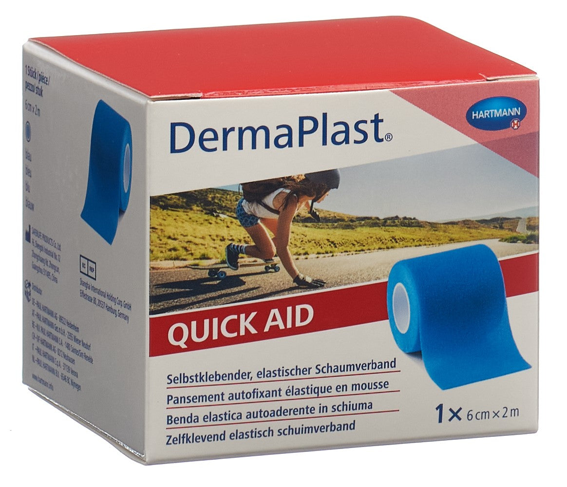 DERMAPLAST QuickAid Pansement Compressif 6 cm x 2 m Bleu | Soin Rapide