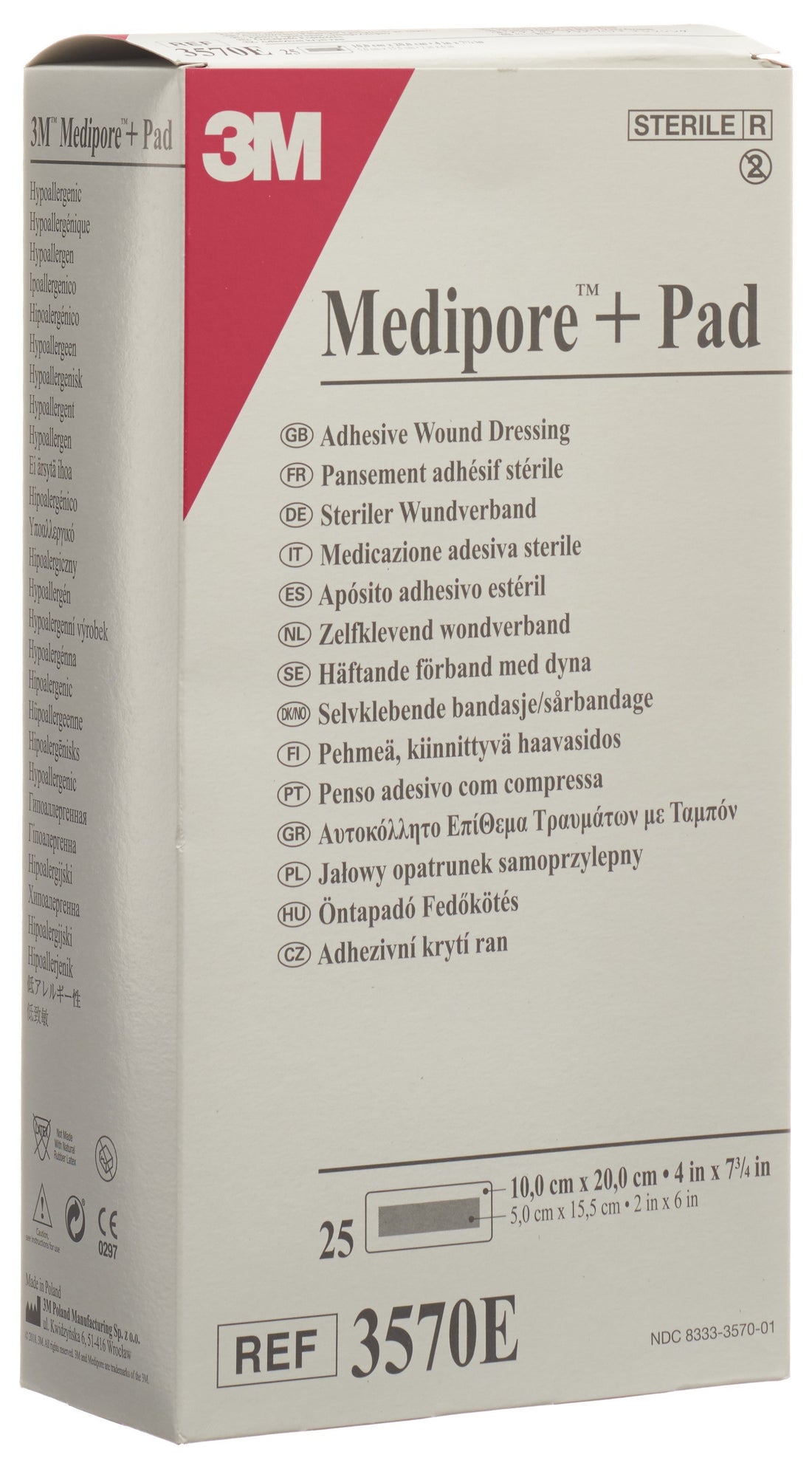 3M MEDIPORE+PAD 10x20cm compresse 5x15.5cm 25 pce