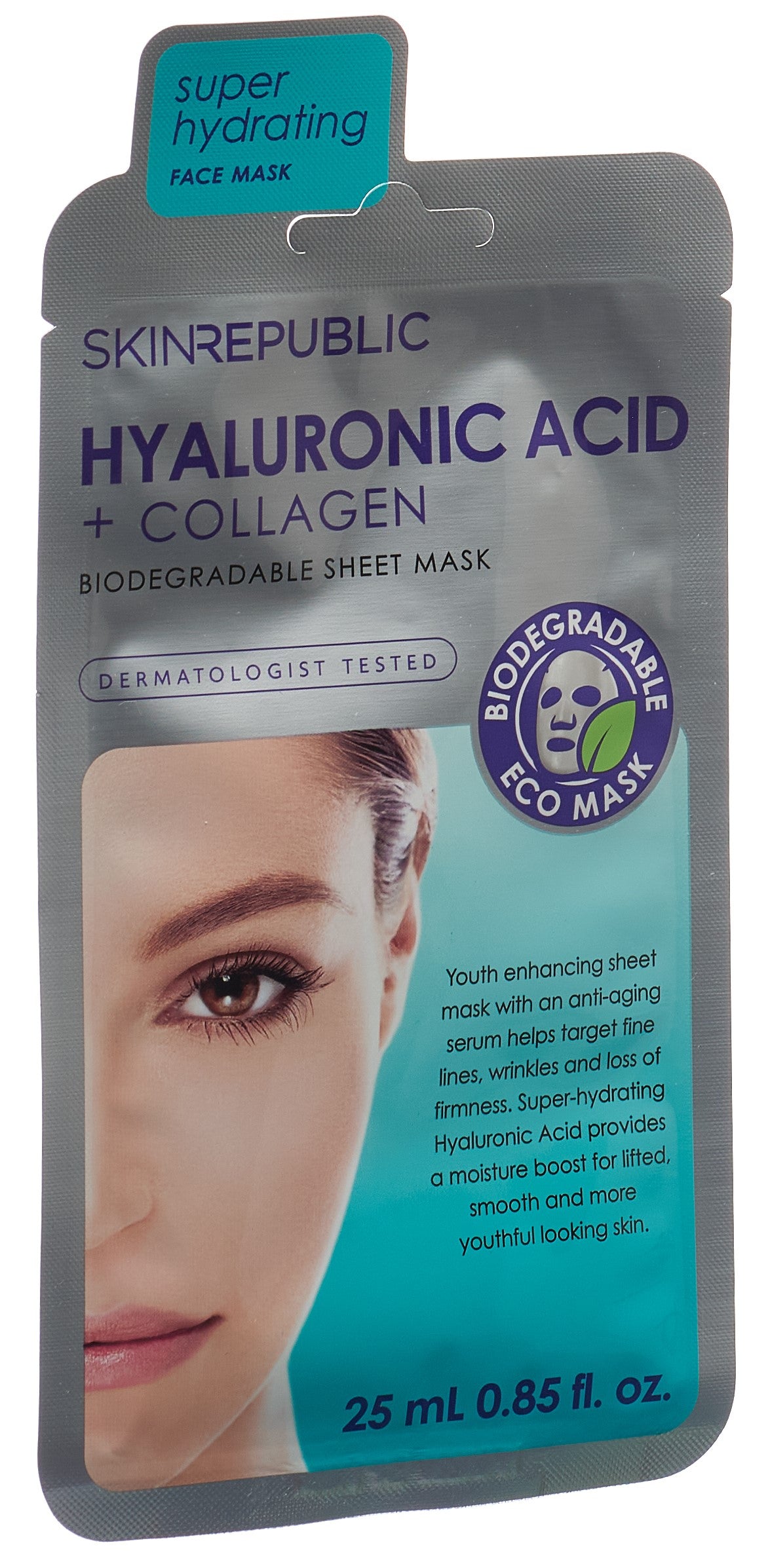 SKIN REPUBLIC Masque Visage Acide Hyaluronique &amp; Collagène | 25 ml