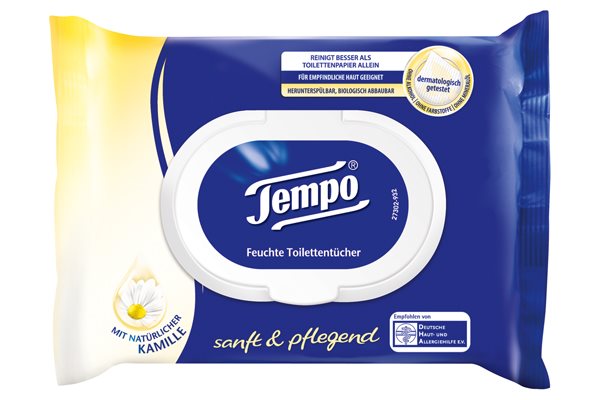TEMPO Lingettes Humides Sanft &amp; Pflegend 42 Pièces | Douceur &amp; Soin