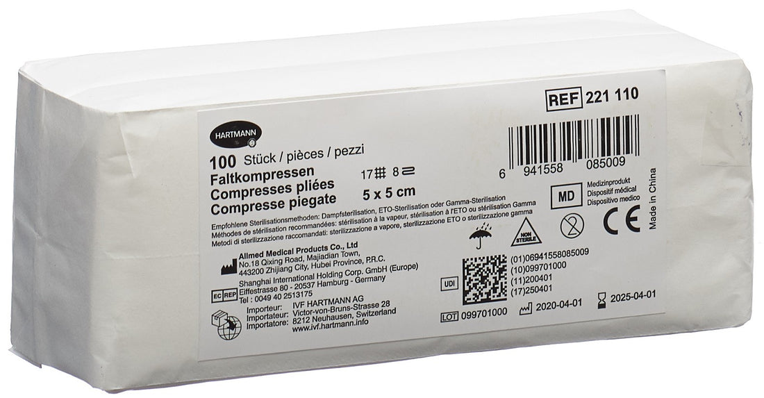 Compresse Stérile T17 5x5cm 8 couches 100 pièces | Soin Médical