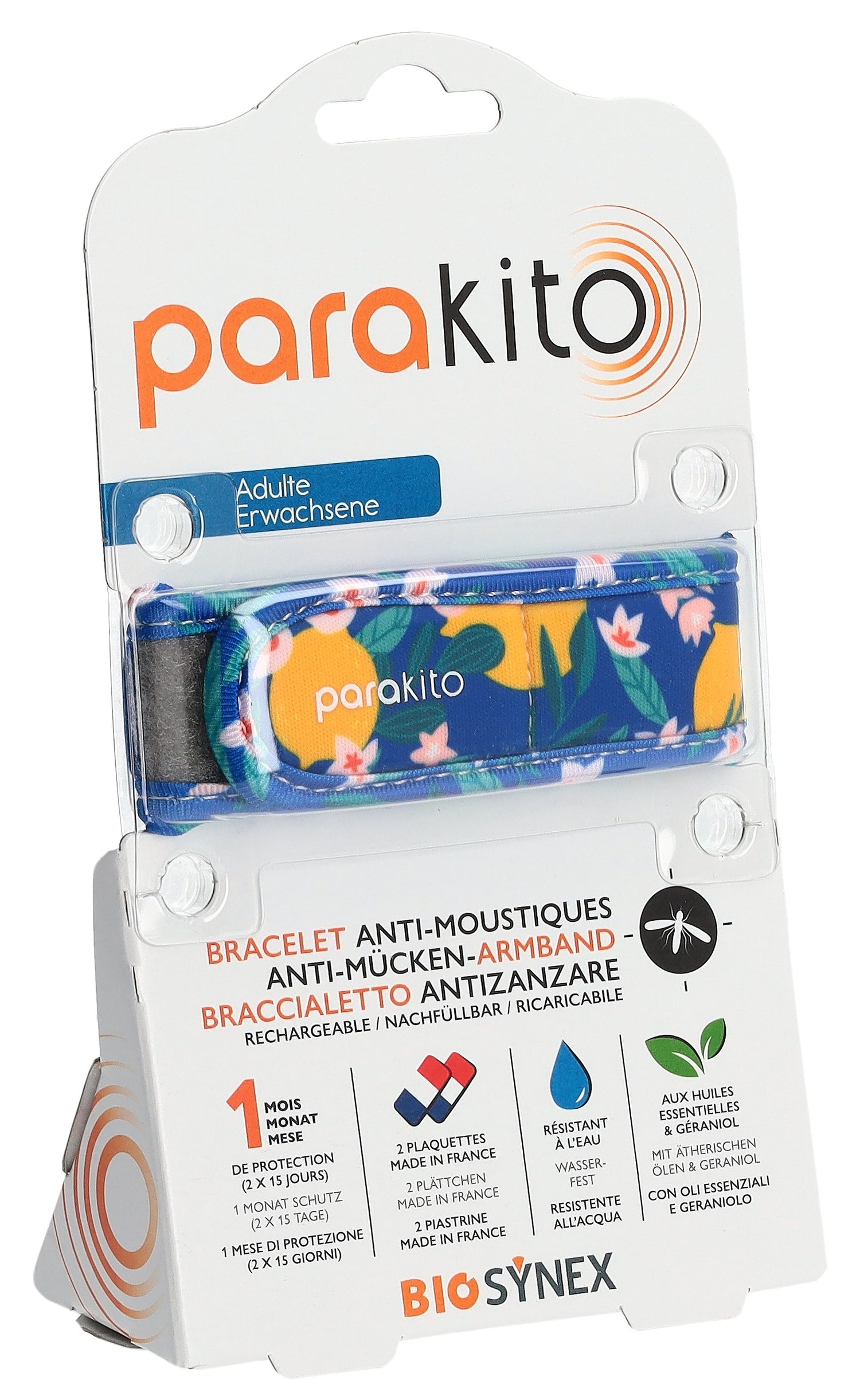 PARAKITO Bracelet Anti-Moustiques Adulte Citron Efficace | 1 Bracelet
