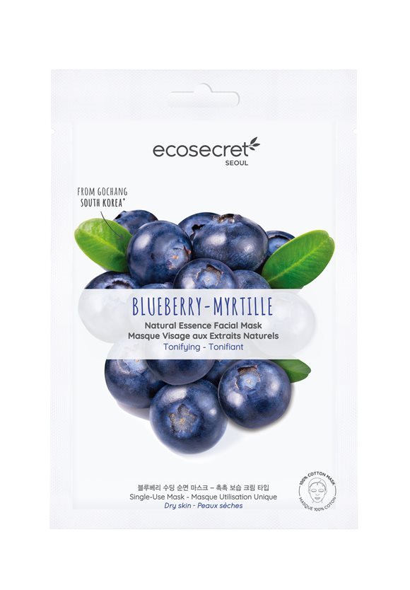 ECOSECRET Masque Visage Tonifiant Myrtille 20 ml Éclat