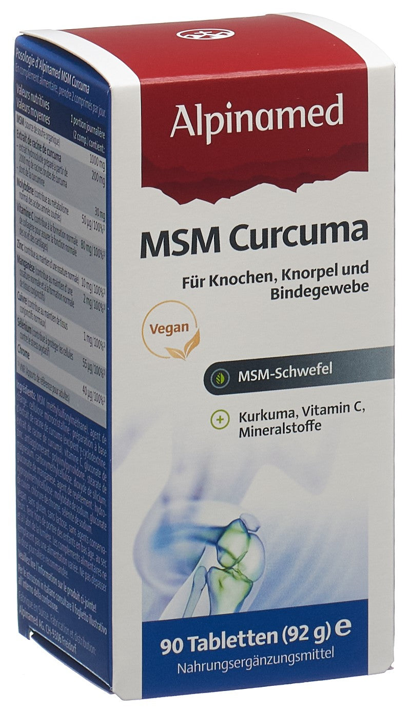 ALPINAMED MSM Curcuma 90 comprimés | Soulage articulations
