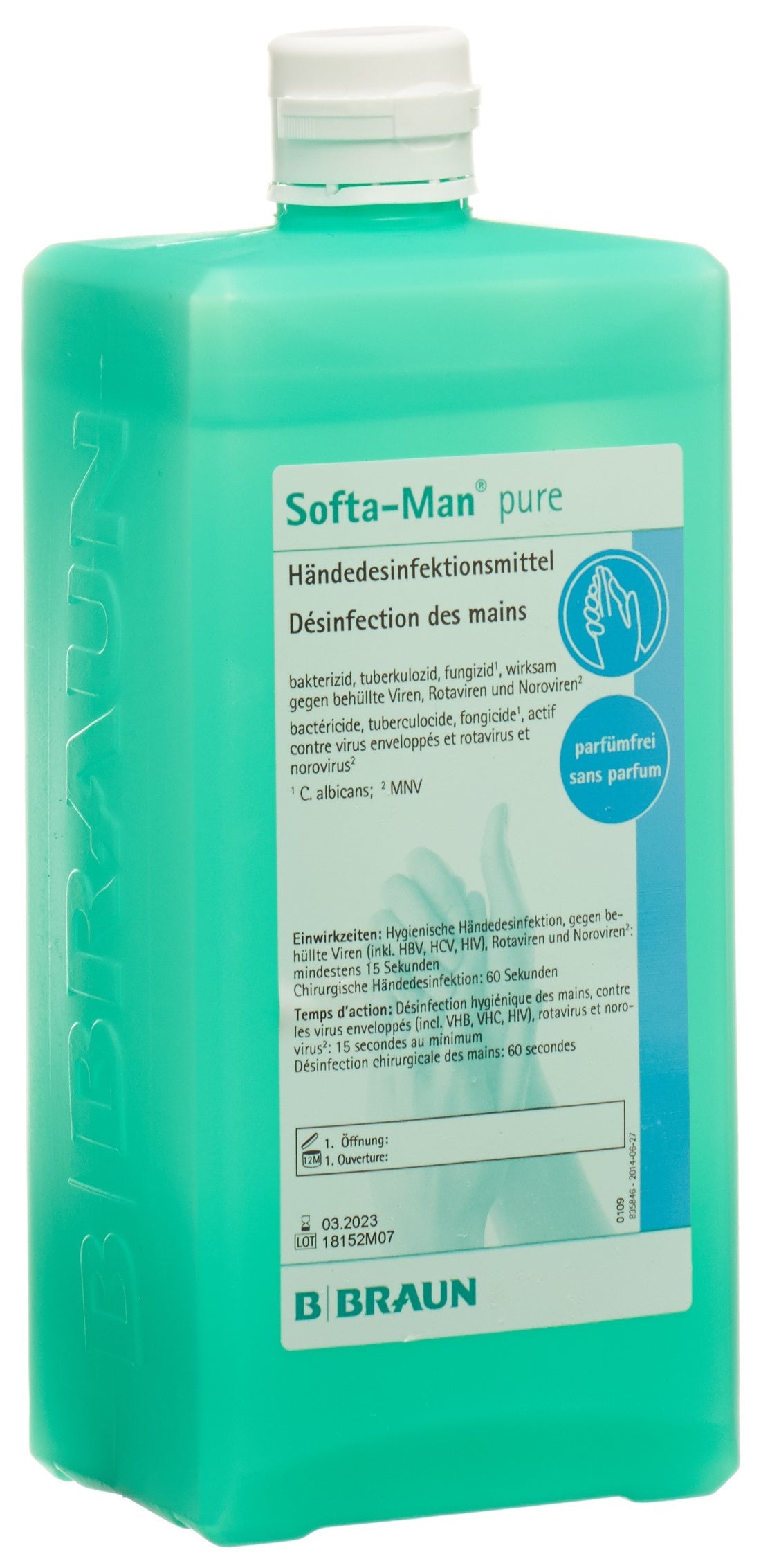 SOFTA-MAN PURE Gel Désinfectant Mains 1000 ml | Hygiène Essentielle
