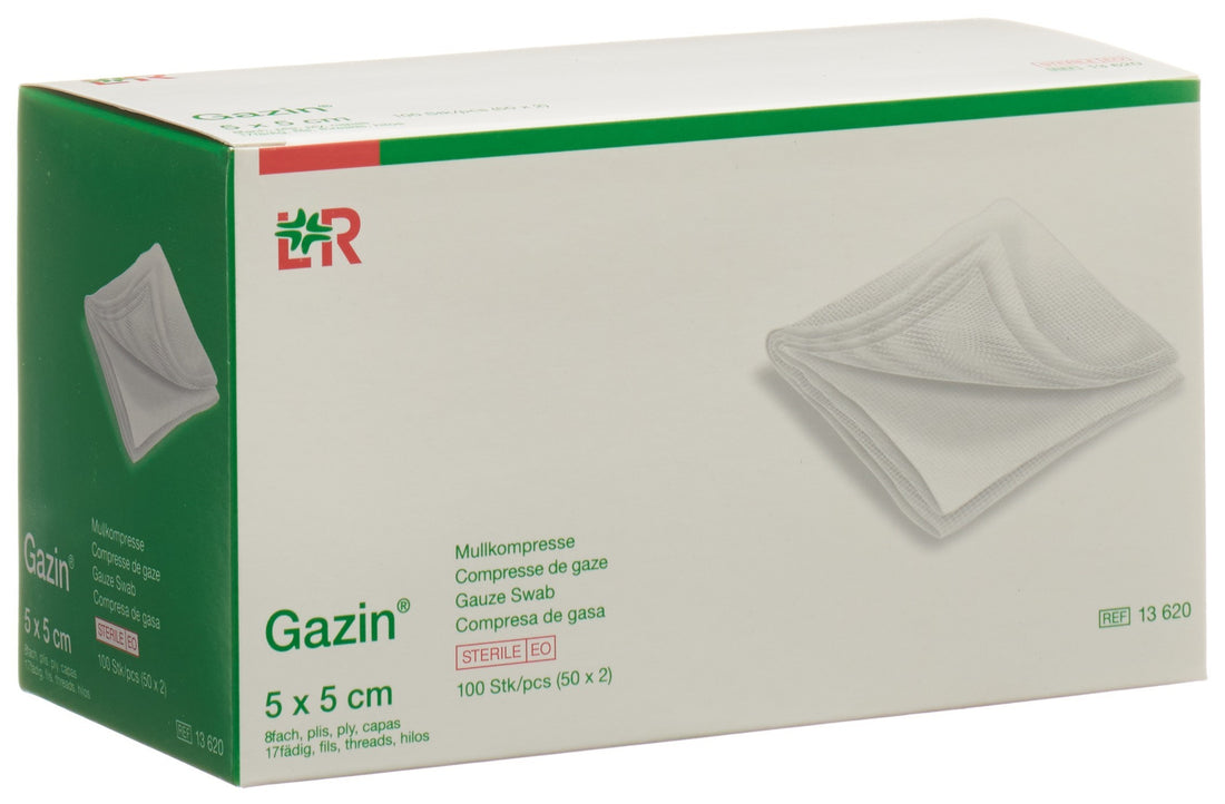 GAZIN Compresses de Gaze Stériles 5x5cm - Soin des Plaies | Lot de 100 Pièces
