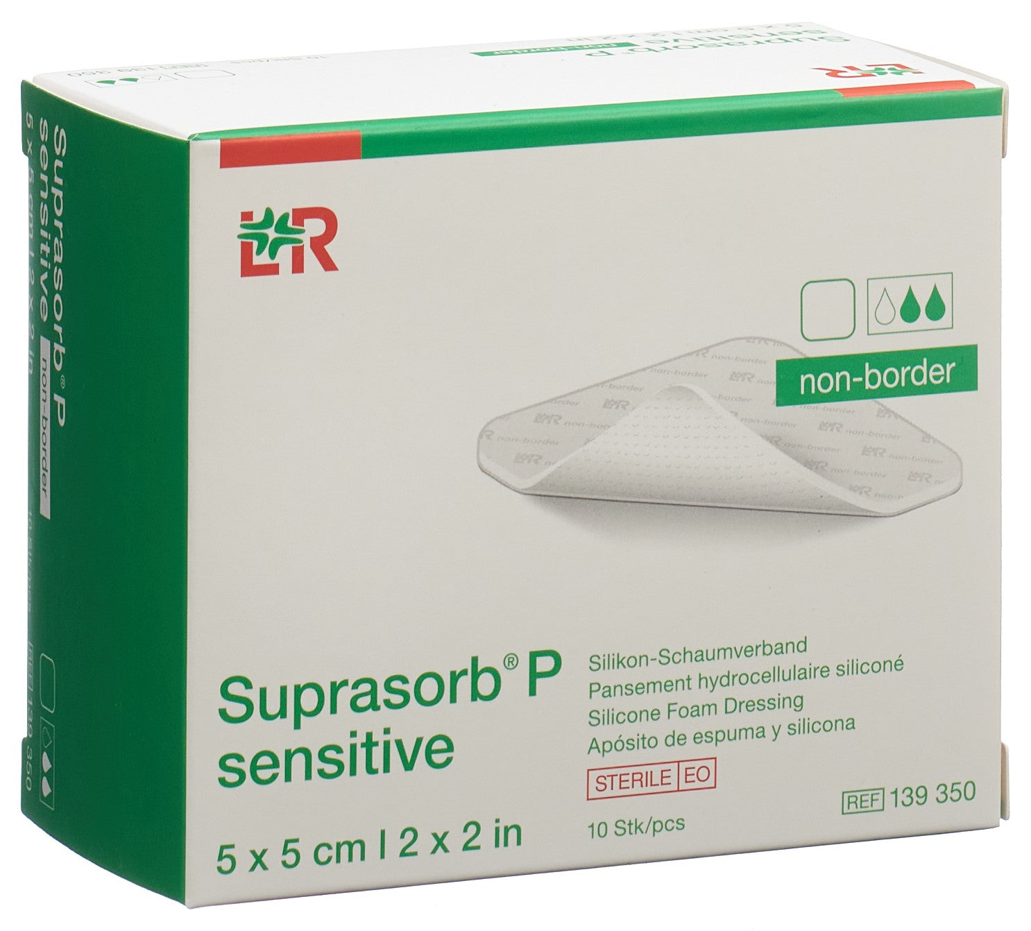 SUPRASORB P Sensitive Pansement Non Adhésif 5 x 5 cm | Lot de 10