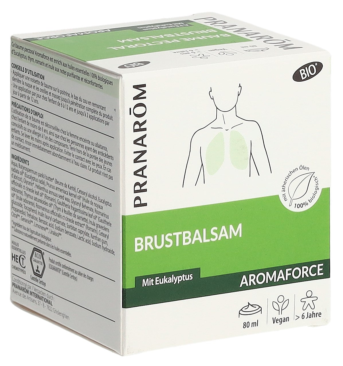 PRANAROM Aromaforce Baume Pectoral Bio 80 ml | Respiration Libérée