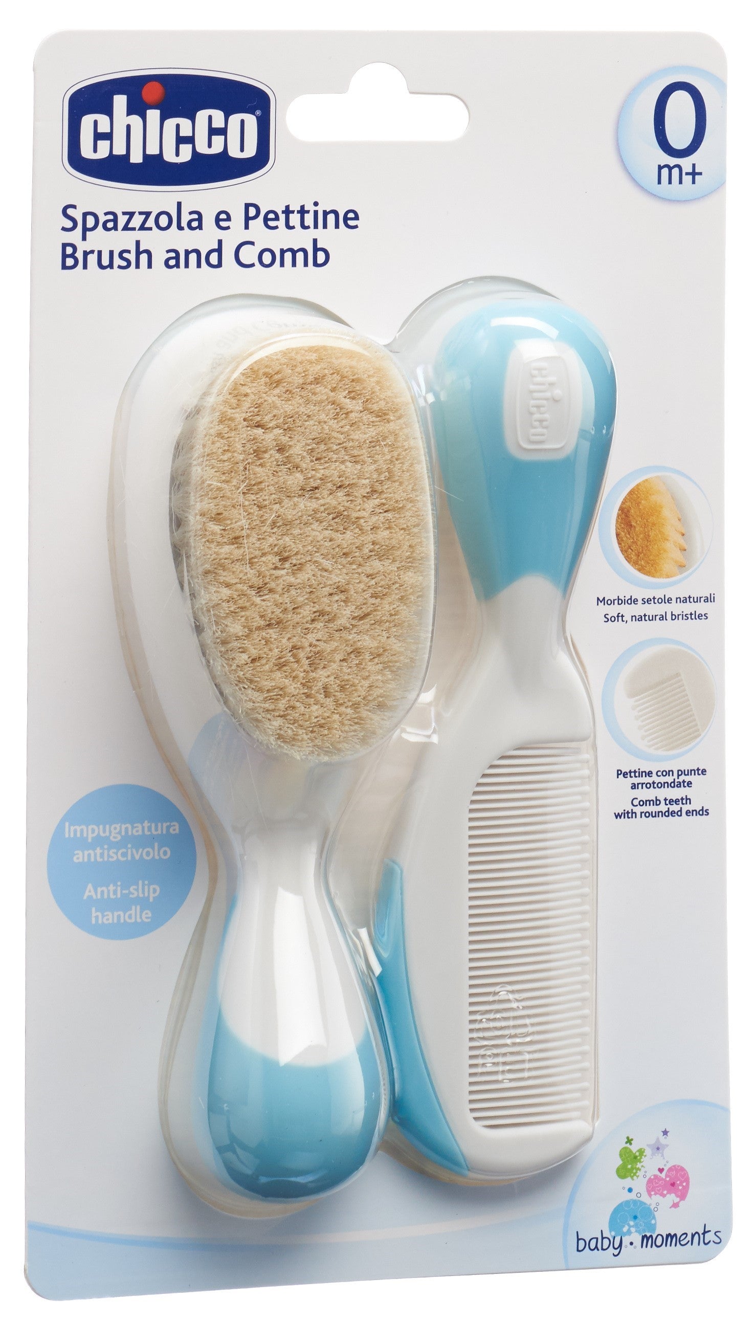 Chicco Brosse et Peigne Soie Naturelle Bébé dès la Naissance | Soin Cheveux Doux