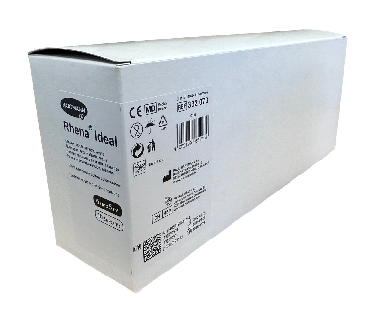 RHENA Ideal Bande Élastique 6cm x 5m Blanc - Lot de 10 | Confort &amp; Maintien