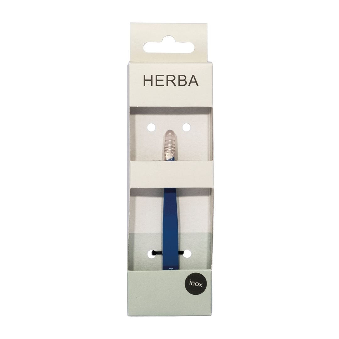 HERBA Pince à Épiler Biseautée Inox Bleu Précision | Soin Visage