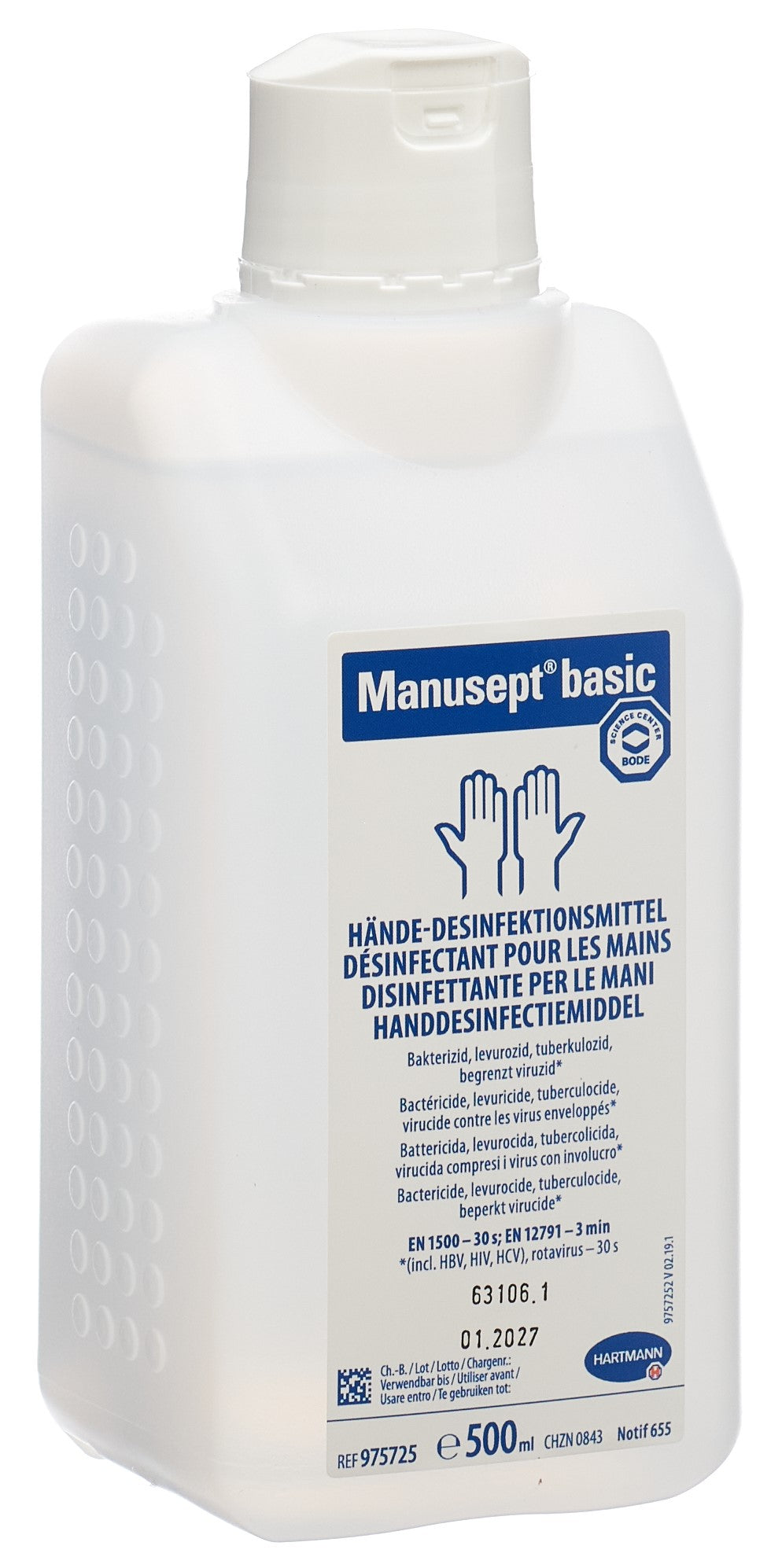 MANUSEPT Basic Désinfectant Mains 500 ml | Hygiène Essentielle