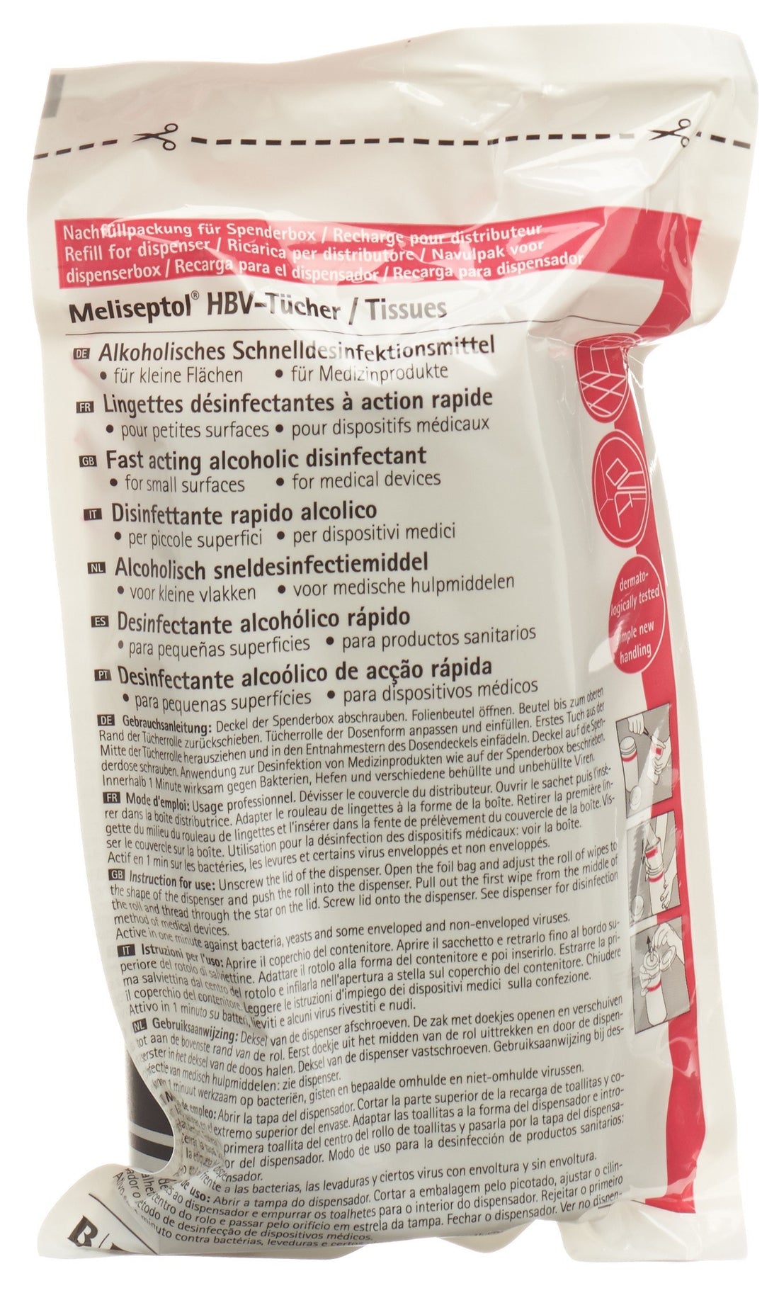 Meliseptol HBV Lingettes Désinfectantes Surfaces Recharge 100 Pièces