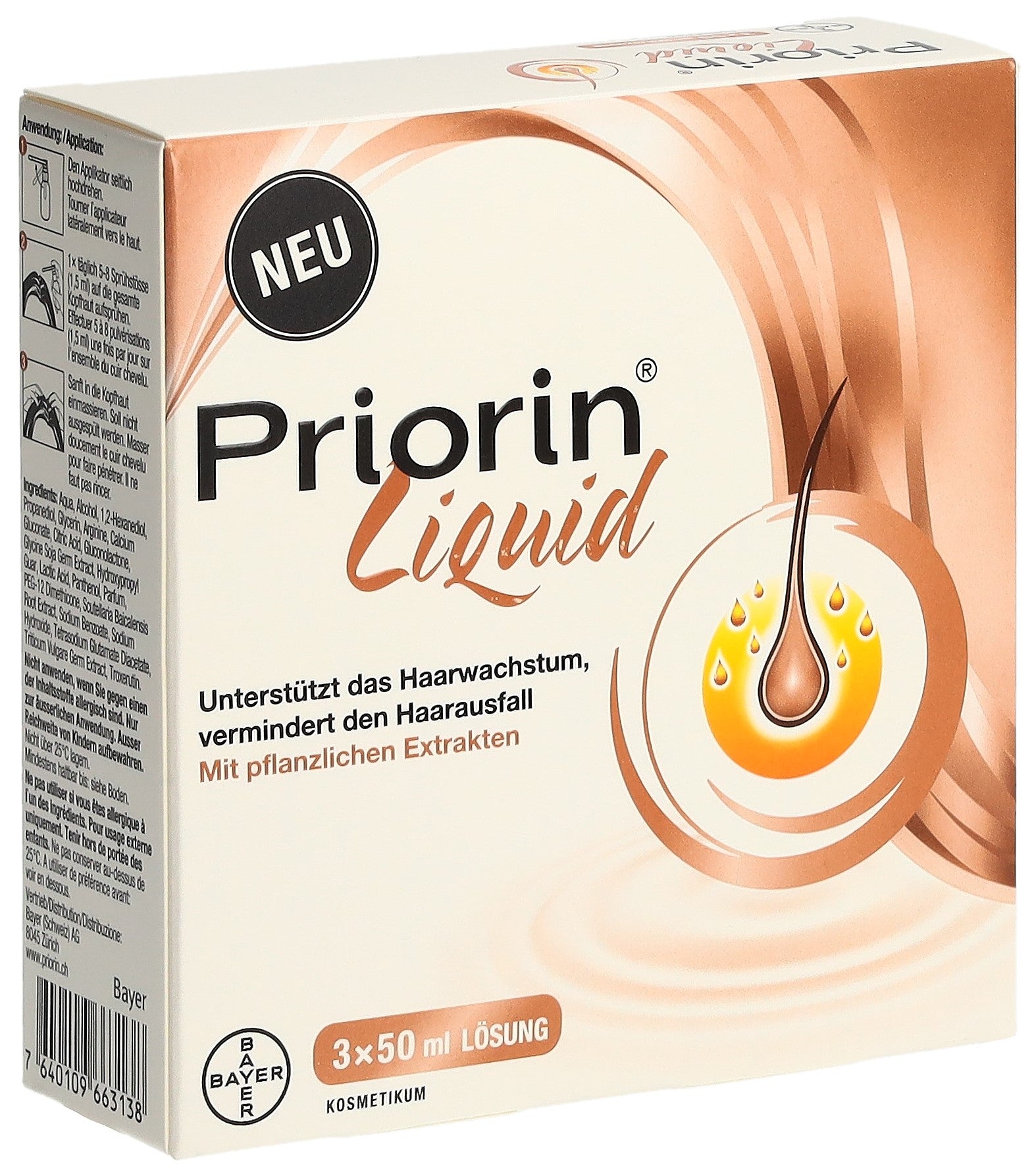 Priorin Cheveux et Ongles Liquide 3 Flacons 50 ml Fortifiant