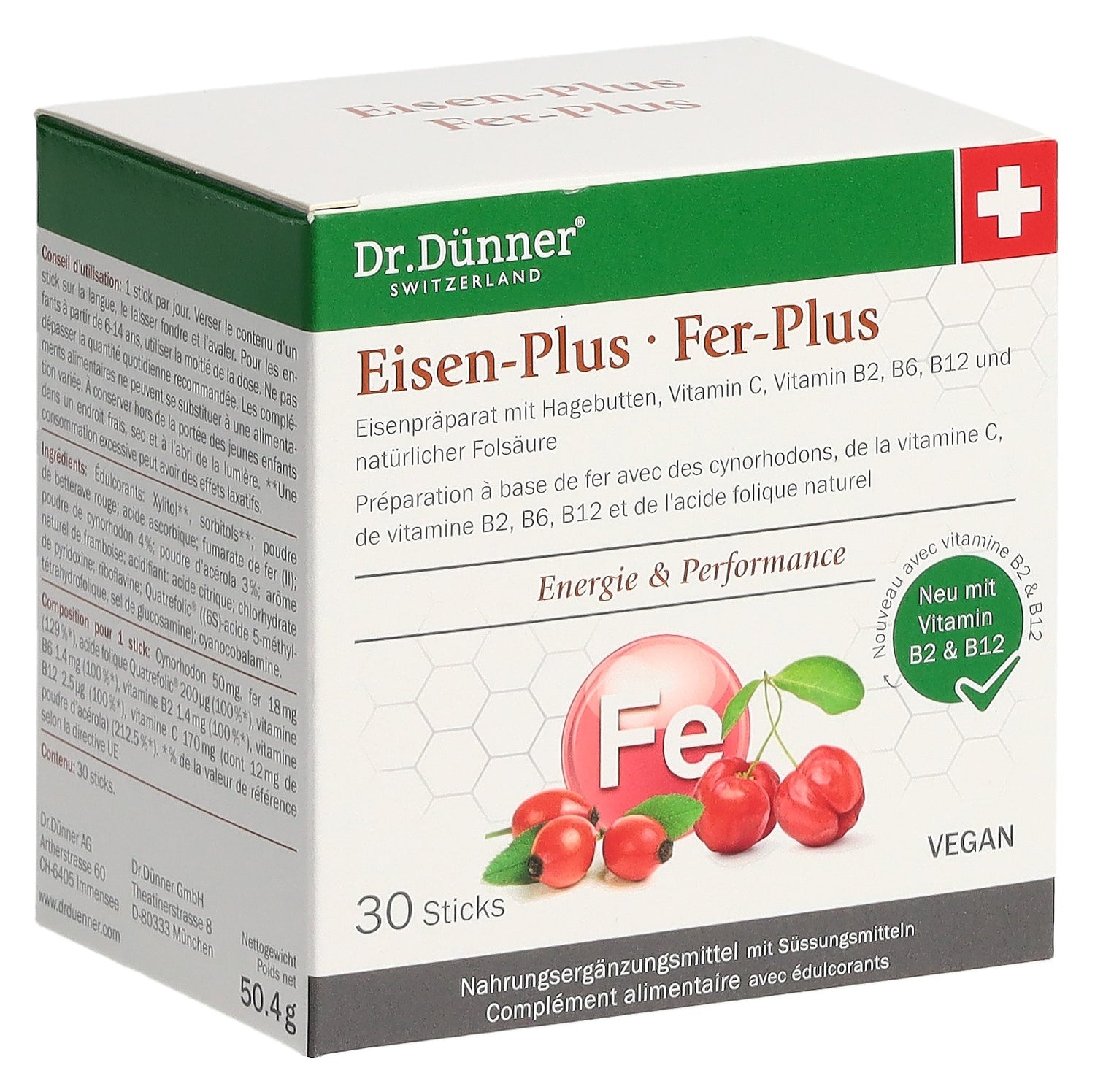 DÜNNER Fer-Plus Stick 30 Pièces | Complément Fer Essentiel