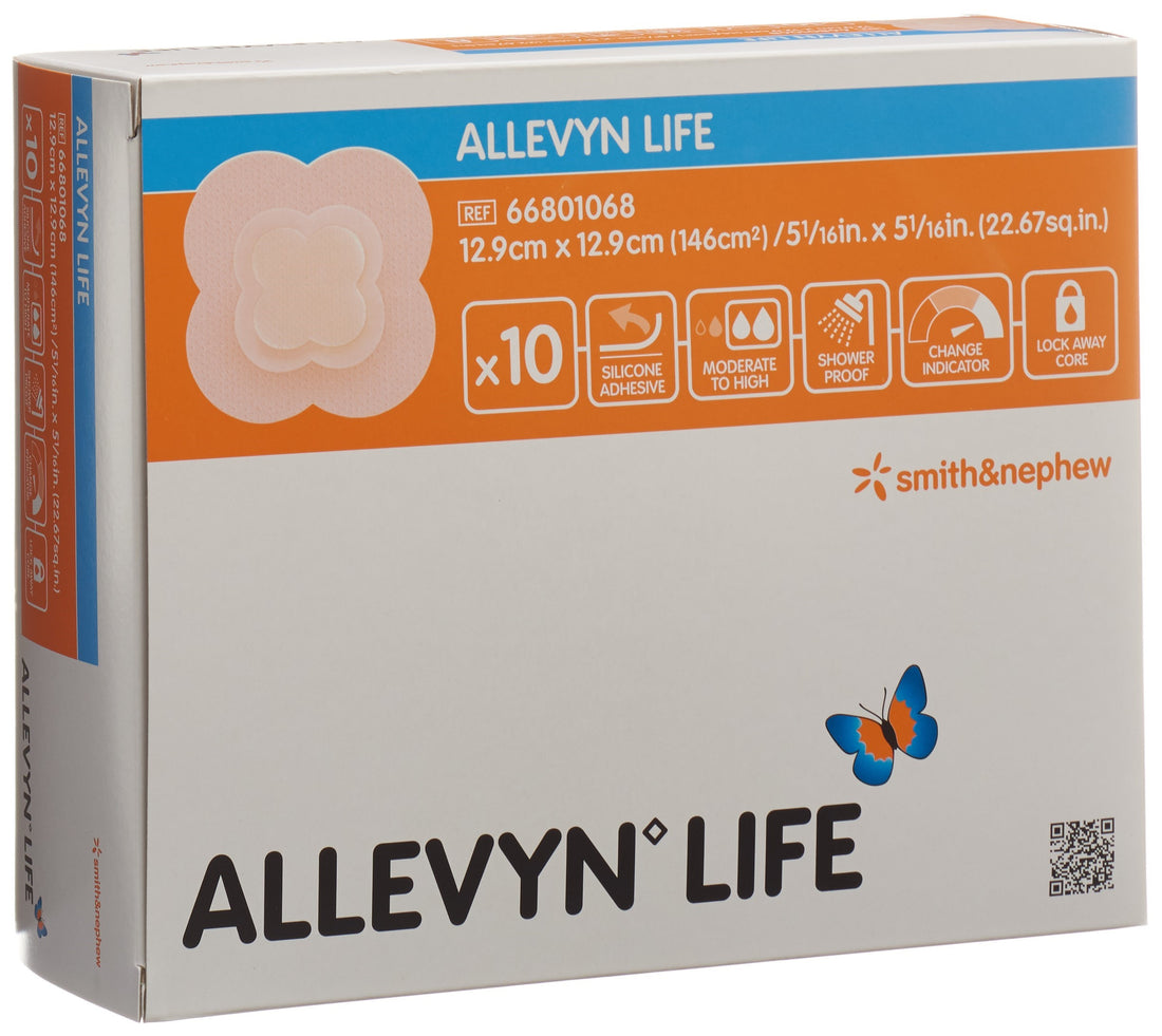 ALLEVYN LIFE pans plaie silic 12.9x12.9cm 10 pce
