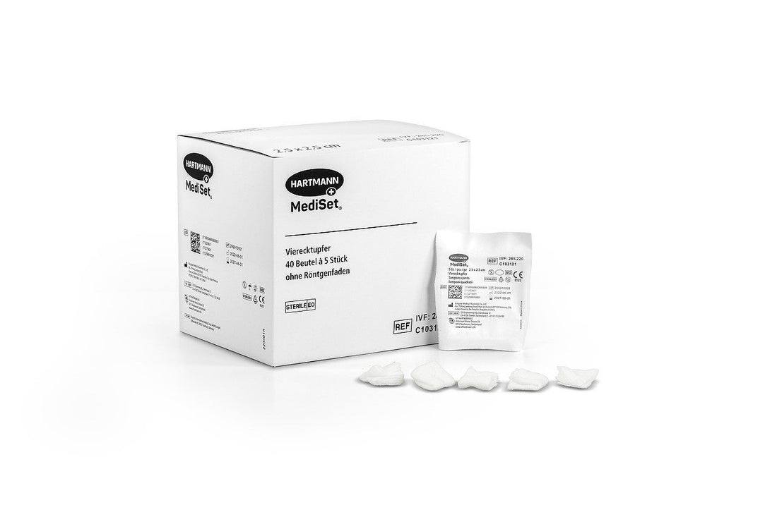 MEDISET Tampons Carrés 2.5x2.5cm Stériles 40 Sachets 5 Pièces