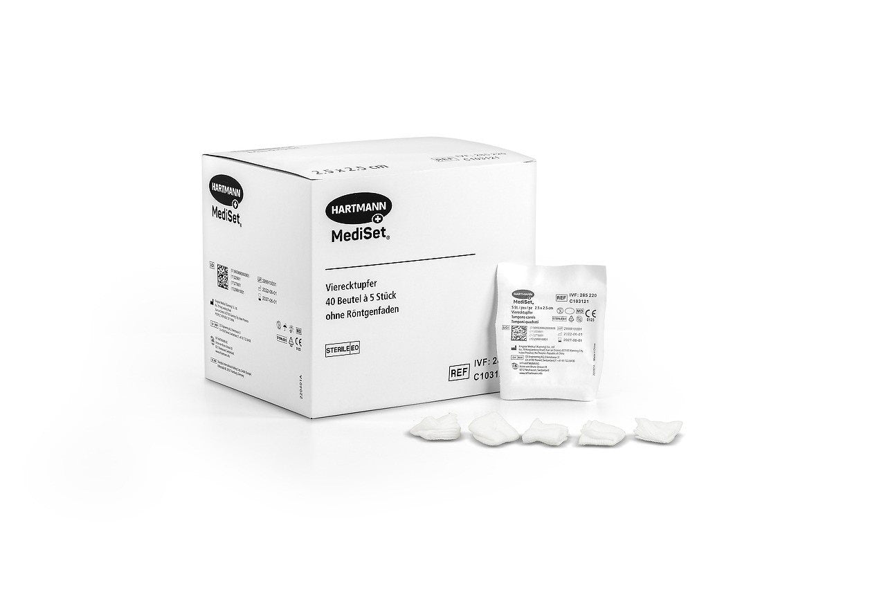MEDISET Tampons Carrés 2.5x2.5cm Stériles 40 Sachets 5 Pièces