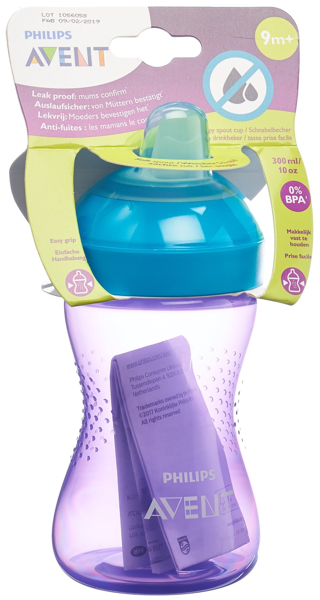 PHILIPS AVENT Tasse à Bec Doux 200ml Lilas/Turquoise | Apprentissage Facile