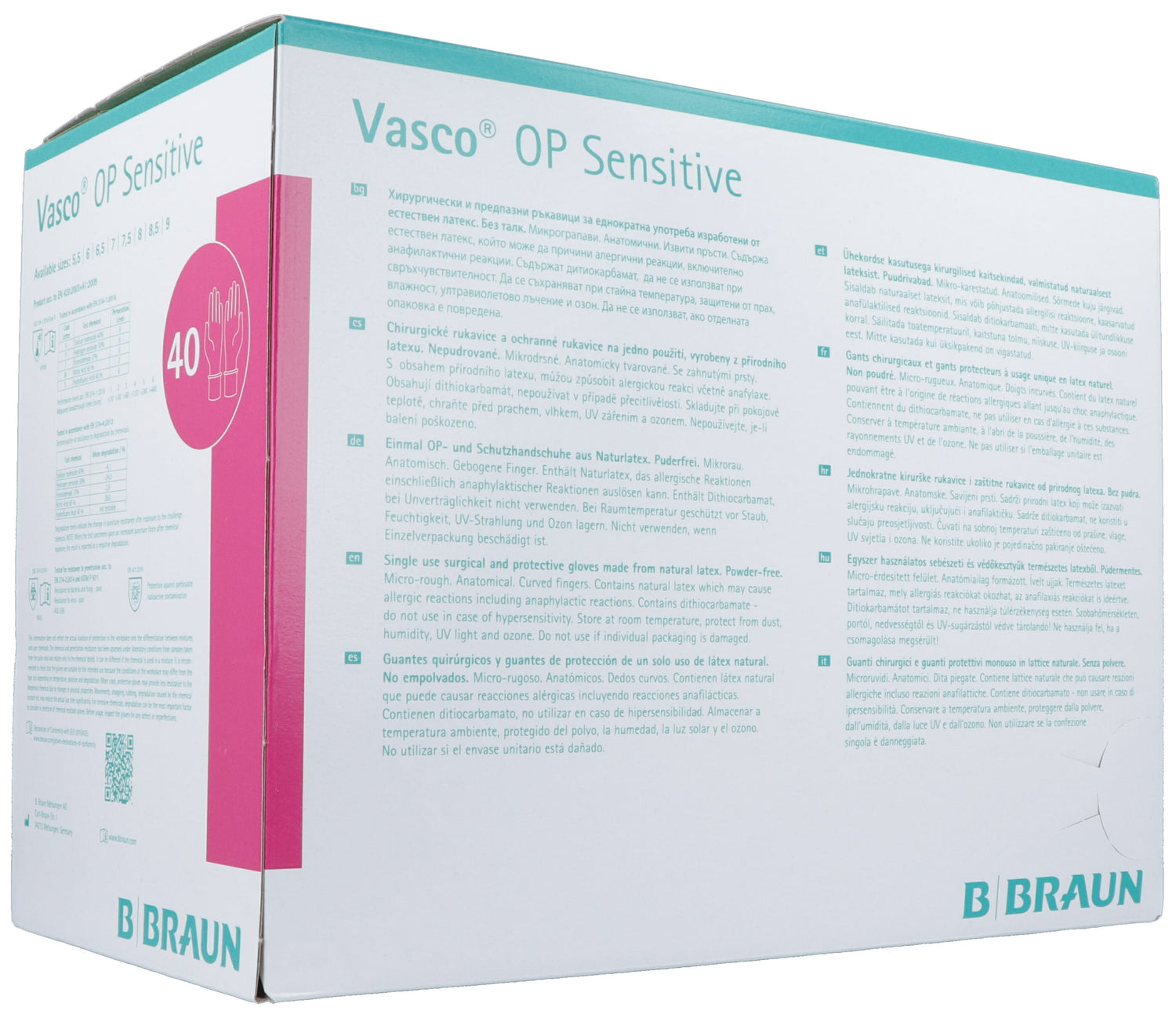 VASCO OP SENSITIVE gant Gr9.0 stérile lat 40 paire