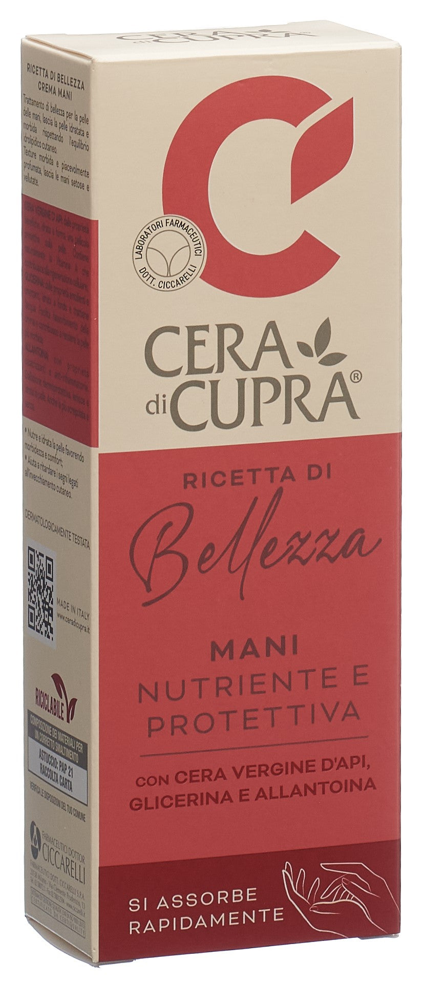Cera di Cupra Crème Mains Réparatrice | Tube 75 ml